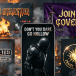 YOU DIED" text in Dark Souls gothic font – retro game typography nostalgia